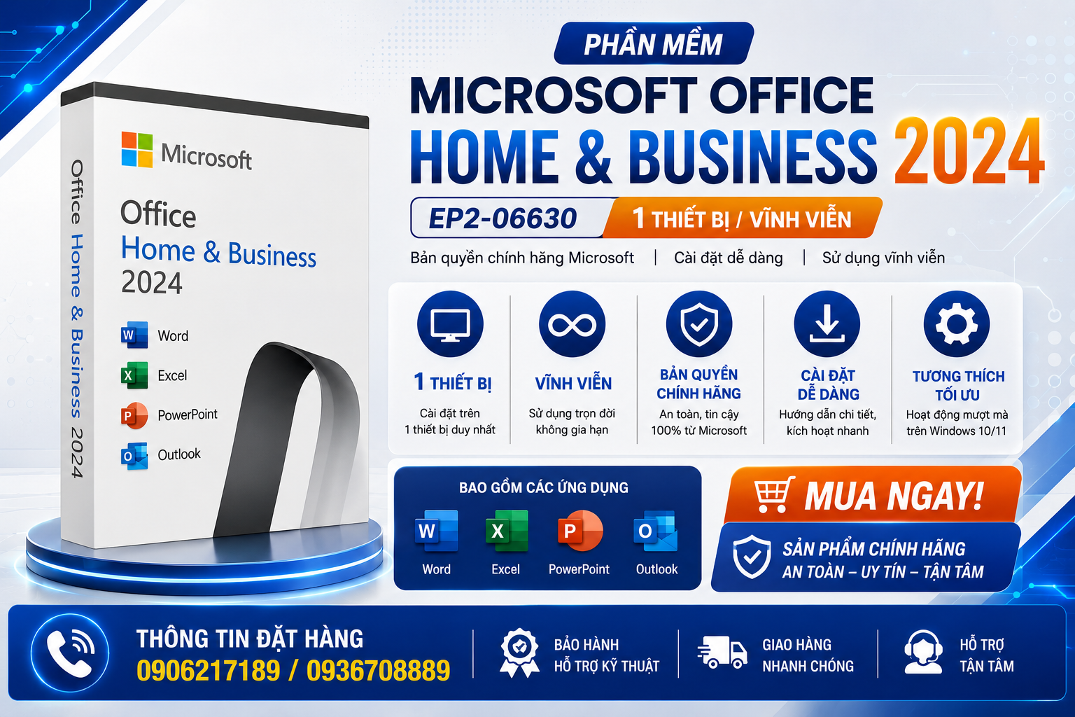 Phần mềm Office Microsoft Home & Business 2024 EP2-06630 (1 thiết bị/ Vĩnh viễn)