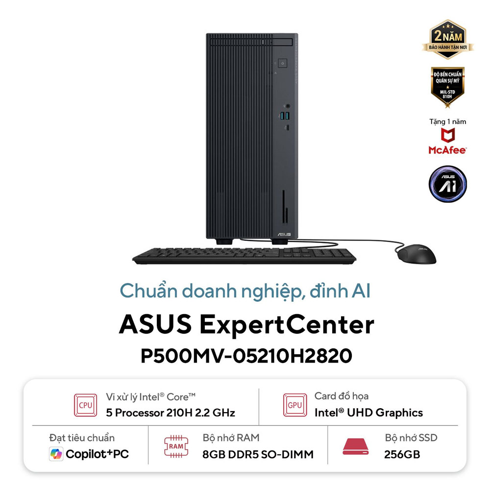 Máy tính để bàn PC ASUS P500MV-05210H2820 (Mini Tower | Intel Core 5-210H | 8GB | 256GB SSD | 180W | KB&M | No OS