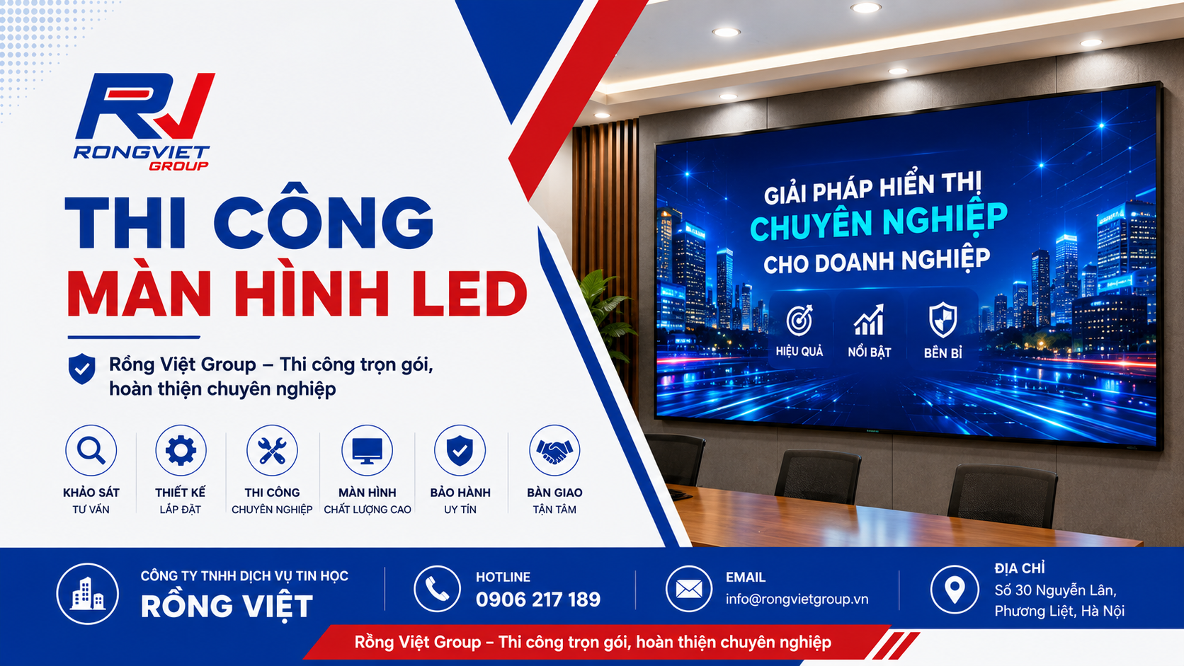 Thi công lắp đặt màn hình LEB - Thiết bị hội nghị trực tuyến cho cơ quan nhà nước