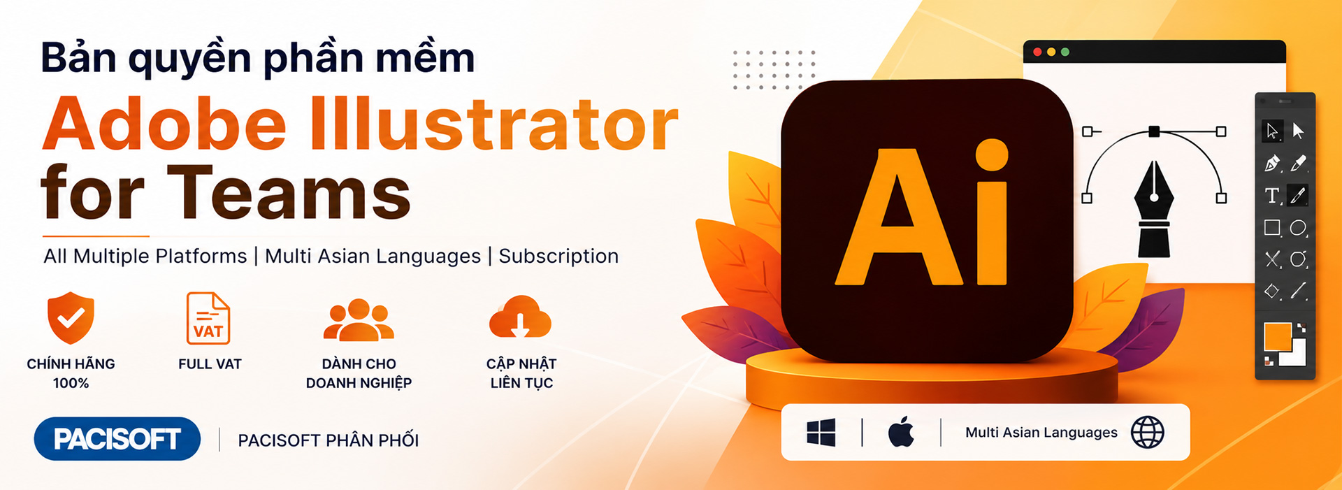 Phần mềm Illustrator for teams ALL Multiple Platforms Multi Asian Languages Subscription New