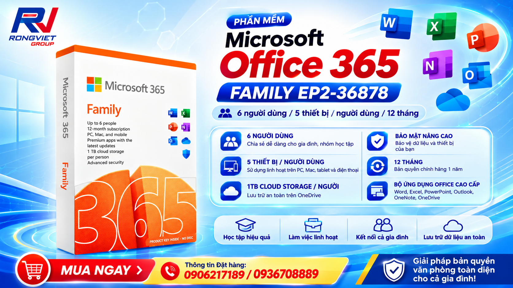 Microsoft 365 Family EP2-36878 - Thực sự tiết kiệm, đảm bảo đủ tính năng