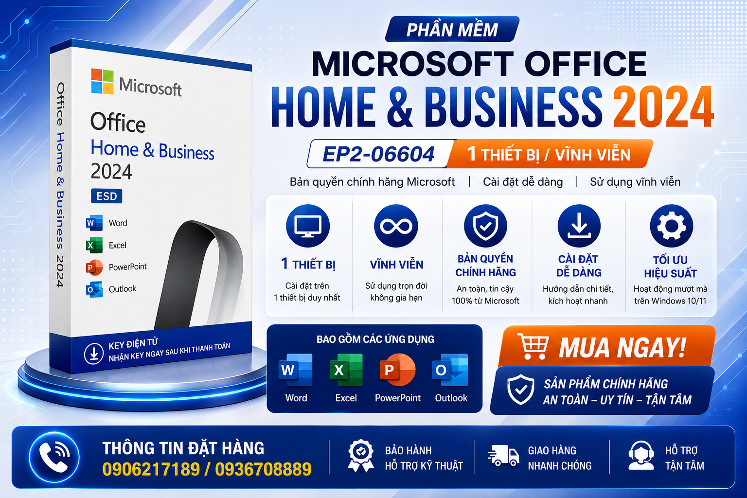 Phần mềm Office Microsoft Home & Business 2024 ESD EP2-06604 (1 thiết bị/ Vĩnh viễn)