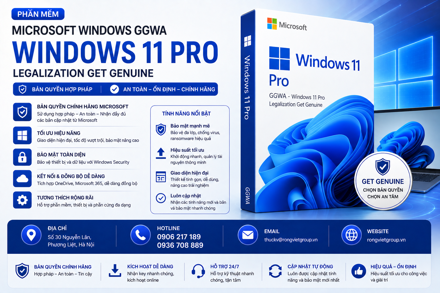 Phần mềm Microsoft Windows GGWA - Windows 11 Pro -Legalization Get Genuine