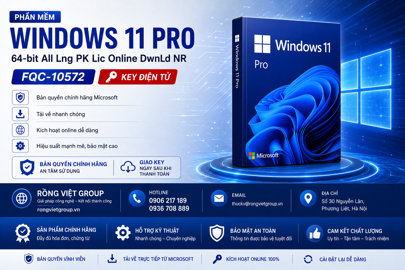 Phần mềm Windows 11 Pro 64-bit All Lng PK Lic Online DwnLd NR FQC-10572 - Key điện tử